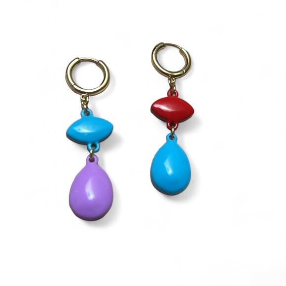 ROLLER RABBIT Galena Earring Dangle Drop Blue Stone NEW - Picture 2 of 4